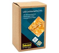 Idena 8582074 - Guirlande lumineuse avec 30 LEDs en blanc chaud, avec minuterie de 6 heures, fonctionnant sur piles, pour une utilisation intérieure, comme décoration pour les fêtes, Noël, mariages