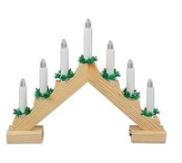 Idena 8582092 - Bougeoir de l'Avent LED en bois de couleur naturelle avec 7 bougies LED blanc chaud, fonctionnement à piles, dimensions env. 40 x 30 cm, décoration pour Noël, Avent