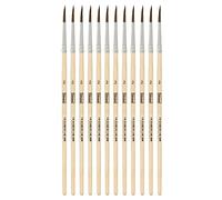 Idena 90087 - Pinceaux de poils, taille 2, avec manche en bois non verni, set de 12, Pinceaux de peinture pour écoliers Hobbykünstler