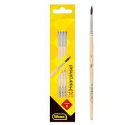 Idena 90090 - Pinceaux de poils, taille 8, avec manche en bois non verni, set de 12, Pinceaux de peinture pour écoliers Hobbykünstler