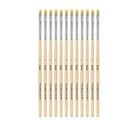 Idena 90093 - Pinceaux de poils, taille 2, avec manche en bois non verni, set de 12, Pinceaux de peinture pour écoliers Hobbykünstler