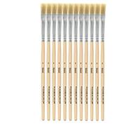 Idena 90095 - Pinceaux de soie, taille 6, avec manche en bois non verni, set de 12, Pinceaux de peinture pour écoliers Hobbykünstler
