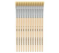 Idena 90100 - Pinceaux de soie, taille 16, avec manche en bois non verni, set de 12, Pinceaux de peinture pour écoliers Hobbykünstler