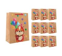 Idena 90242 - Sacs cadeaux Happy Birthday Teddy Bear, 10 pièces, sacs cadeaux de 18 x 23 x 8 cm, sacs en papier avec nounours et ballons de baudruche