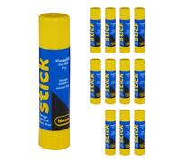 Idena 90254 - Bâton de colle, incolore, 12 x 21 g, sans solvants, colle adaptée aux enfants pour l'art et le bricolage