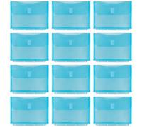 Idena 90263 - Pochettes porte-documents A5 en plastique, 12 pièces, pochettes de tri en turquoise avec fermeture à scratch et 4 perforations, env. 24,6 x 18,8 cm