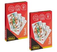 Idena 90270 - Jeu de skat avec Feuille française, 2 pièces de 32 Cartes chacune, pour 3-4 Joueurs à partir de 12 Ans, Format des Cartes env. 5,9 x 9,1 cm