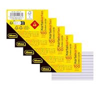 Idena 90280 - Fiches DIN A8, 500 pièces lignées, fiches d'apprentissage en papier 180 g/m² FSC-Mix en blanc, pour l'école et le bureau