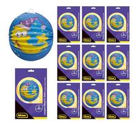 Idena 90285 - Lampion Lune & Etoile, 10 pièces, env. Ø 26 cm, lanternes en papier bleu avec motif de ciel étoilé, lanterne pour enfants pour Saint Martin et la fête des lumières