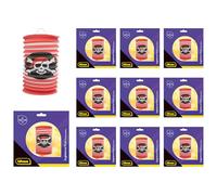 Idena 90290 - Lanterne Pirat, 10 pièces, env. 15,5 x 26 cm, lanternes en papier rouge et blanc avec drapeau de pirate, lanterne à tirer pour enfants pour Saint Martin et la fête des lumières