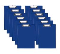 Idena 90295 - Chemise à pince pour DIN A4, 12 pièces, format vertical, Clipboard recouvert de PVC bleu, avec couvercle