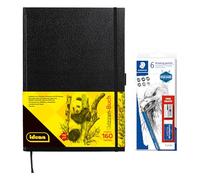 Idena 90346 - Carnet de croquis format A4 avec 160 pages blanches - Avec kit de croquis STAEDTLER avec 6 crayons à dessin, taille-crayon et gomme