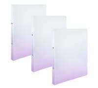 Idena 90381 - Classeur à anneaux A4 en plastique, 3 pièces, classeur en blanc et violet avec largeur de dos de 25 mm et mécanisme à 2 anneaux