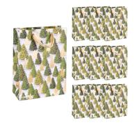 Idena 90398 - Sacs cadeaux sapin, 10 pièces en vert et or, sacs en papier de 34,5 x 25 x 8,5 cm, sacs cadeaux pour Noël