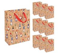 Idena 90406 - Sacs cadeaux lutins, 10 pièces, sacs en papier de 34,5 x 25 x 8,5 cm, Sacs cadeaux pour Noël