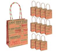 Idena 90407 - Sacs cadeaux Joyeux Noël, 12 pièces, sacs en papier de taille 15 x 12 x 5 cm, sacs cadeaux pour Noël et Nouvel An