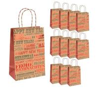 Idena 90408 - Sacs cadeaux Joyeux Noël, 12 pièces, sacs en papier de taille 27 x 18 x 10 cm, sacs cadeaux pour Noël et Nouvel An