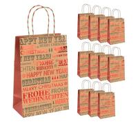 Idena 90409 - Sacs cadeaux Joyeux Noël, 12 pièces, sacs en papier de 33 x 25 x 12 cm, sacs cadeaux pour Noël et Nouvel An