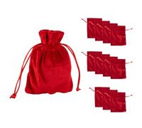 Idena 90425 - Sacs en Tissu env. 10 x 13 cm, 12 pièces, Petits Sacs Rouges en Velours, Sac Cadeau avec cordelette