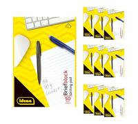 Idena 90431 - Bloc ligné A4, 10 pièces, bloc-notes de 50 feuilles sans marge, papier 70 g/m², non perforé et collé en haut