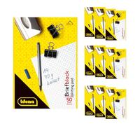 Idena 90432 - Bloc quadrillé A4, 10 pièces, bloc-notes avec 50 feuilles sans marge, papier 70 g/m² non perforé et collé en tête