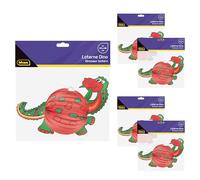 Idena 90433 - Lampion Dinosaure, 5 pièces d'env. 34 x 46 cm chacune, lanternes en papier rouge-vert avec motif 3D Dino, lanternes pour enfants pour la Saint Martin et la fête des lumières