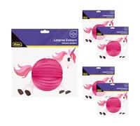 Idena 90434 - Lampion Licorne, 5 pièces env. 34 x 40 cm, lanternes en papier rose avec motif 3D, lanternes pour enfants pour la Saint Martin et la fête des lumières