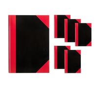 Idena 90451 - Carnet A4, 6 pièces, cahier quadrillé avec 96 feuilles, 70 g/m², couverture rigide rouge et noire