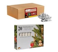 Idena 90486 - Porte-Bougies pour Le Sapin de Noël, 20 pièces en Argent avec 20 Bougies Blanches, Porte-Bougies Vintage en métal, avec Clip pour Branches jusqu'à 1,5 cm d'épaisseur.