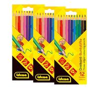 Idena 90515-3 Paquets de Crayons de Couleur en 12 Teintes, Crayons sans Bois de Forme Triangulaire Ergonomique, conditionnés dans Un étui en Carton