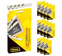 Idena 90518 - Craies pour Tableau Noir dans Un étui en Carton, 12 Paquets de 12 Blancs chacun, sans poussière et effaçables