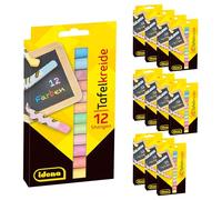 Idena 90519 - Craies de Tableau dans Un étui en Carton, 12 Paquets de 12 chacun aux Couleurs Vives, sans poussière et effaçables