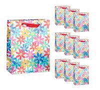 Idena 90533 - Sacs cadeaux Fleurs, 10 pièces, sacs cadeaux de 18 x 23 x 8 cm, sacs en papier à effet holographique