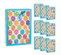 Idena 90537 - Sacs cadeaux Ballon, 10 pièces, sacs cadeaux de 34,5 x 25 x 8,5 cm, sacs en papier avec motif d'anniversaire coloré