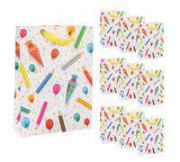 Idena 90540 - Sacs cadeaux rentrée scolaire, 10 pièces, sacs cadeaux de 25 x 34,5 x 8,5 cm, sacs en papier colorés avec motif de cornets de fin d'année