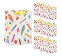 Idena 90541 - Sacs cadeaux pour la rentrée scolaire, 10 pièces, sacs cadeaux de 18 x 23 x 8 cm, sacs en papier colorés avec motif de cornets de rentrée