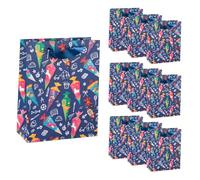 Idena 90542 - Sacs cadeaux pour la rentrée scolaire, 10 pièces, sacs cadeaux de 18 x 23 x 8 cm, sacs en papier colorés avec motif de cornets de la rentrée