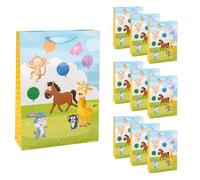 Idena 90549 - Sacs cadeaux Animaux, 10 pièces, sacs cadeaux au format 25 x 34,5 x 8,5 cm, sacs en papier avec motif animalier coloré