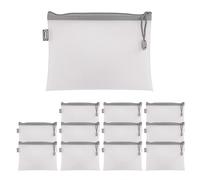 Idena 90581 - Pochette à fermeture éclair en maille, lot de 12, pochette pour documents A5, pochette de rangement hydrofuge et résistante à la déchirure