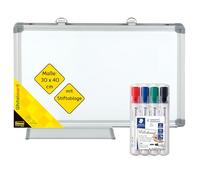 Idena 90885 - Tableau blanc avec plumier, env. 40 x 30 cm, y compris 4 marqueurs pour tableaux blancs STAEDTLER Lumocolor à pointe ogive, largeur de ligne env. 2 mm