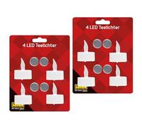 Idena 90955 - Bougies chauffe-plat LED, 8 pièces en blanc chaud, bougies électriques avec lumière vacillante, piles incluses, décoration de fête, décoration de Noël, décoration de Pâques