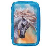 Idena, Bleu Clair, m, Triple Trousse d'écolier Motif Cheval