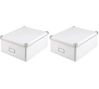 Idena Boîte de Rangement en Carton Rigide avec Couvercle renforcé en métal, avec Plaque d'étiquetage d'environ 36 x 28 x 17 cm (Lot de 2)