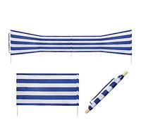 Idena Brise-Vent Bleu et Blanc avec Barres en Bois, Sangle de Transport et Bandes de Fixation, 80 x 600 cm ou 80 x 800 cm, Brise-Vue pour la Plage, Le Camping et Le Jardin