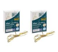 Idena 31114 - Micro-chaîne lumineuse à 10 LED en blanc chaud, avec minuterie de 6 heures, fonctionnant sur piles, pour les fêtes, Noël, la décoration, le mariage, comme lumière d'ambiance