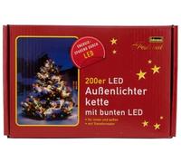 Idena 8325068 - Chaîne lumineuse avec 200 LED colorées, avec fonction minuterie 8 heures et transformateur, pour usage intérieur et extérieur, comme décoration pour les fêtes, Noël, mariage