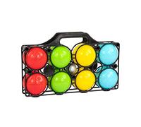 Idena Jeu de pétanque 40409 – 8 boules colorées, cochonnet et panier de transport