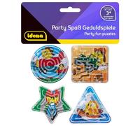 Idena - Jeu de Patience, 4 pièces, Petits labyrinthes en différentes Formes et Couleurs, avec Motifs Amusants de Fond Emoji, Taille Moyenne Environ 6 cm, env. 40430