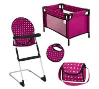 Idena Kit de Voyage pour poupées, Lot de 4 pièces avec Accessoires