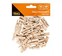 Idena- Lot de 48 Pinces Miniatures en Bois, Environ 3,5 cm de Long, pour bricoler, décorer, 63134, Nature, Petit